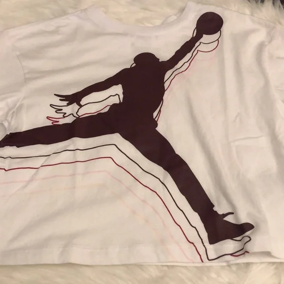 NWT Girl’s Air Jordan White T-Shirt w/ Jumpman - Small 8-10 Years - 100% Cotton - Picture 5 of 8